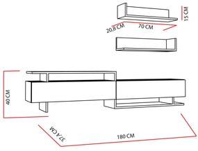 TV szekrény Ayaz - White, Teak