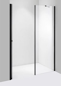 Stuxi Verona Fix Black 140 cm (70+70) széles csukló zuhanyajtó fix fallal, 6 mm vízlepergető üveggel, matt fekete profillal, 195 cm magas
