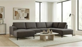 Antracitszürke zsenília sarokkanapé (jobb oldali-U alakú) Fabian – Scandic
