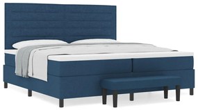 Box Spring Ágy Matraccal és Pad Kék 200x200 cm Szövet