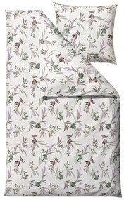 Zöld-bézs egyszemélyes pamut-szatén ágyneműhuzat 140x200 cm Soft Tropic – Södahl