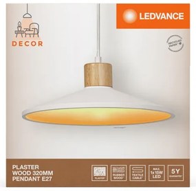 Ledvance - Csillár zsinóron DECOR PLASTER 1xE27/25W/230V átm. 32 cm vakolat fehér