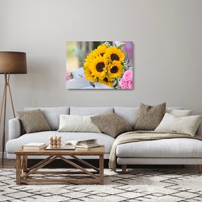 Napraforgós esküvői csokor képe (üvegen) (70x50 cm)