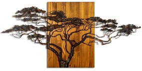 Fali dekoráció 144x70 cm fa/fém faág mintával