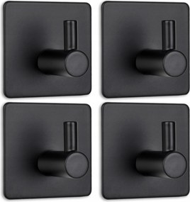 Akasztók Fürdőszoba Konyha Törölköző Fekete Ragasztó x4