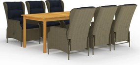 vidaXL 7 részes barna kerti étkezőgarnitúra