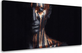 Vászonkép Fekete Nő Barna Csíkos Művészet 80x40 cm