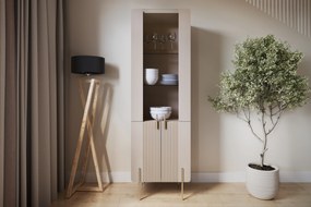 Malmi vitrines szekrény 60 cm négyajtós - kasmír / arany lábak
