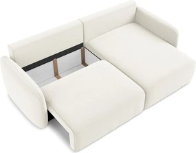 Krémszínű bársony kinyitható-tárolóhelyes sarokkanapé (jobb oldali-heverő résszel) Kalena – Makamii