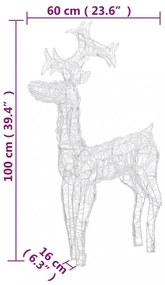 3 db akril karácsonyi rénszarvas dekoráció 60 x 16 x 100 cm