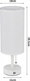 BRILAGI - USB-portos asztali lámpa TABLON 1xE27/25W/230V fehér