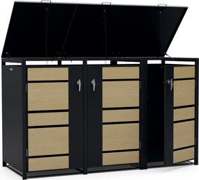 Blumfeldt BinSafe, szemétkosár tároló doboz, 3 szemétkosár, 240 l, zárható, időjárásálló horganyzott acél