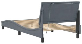 sötétszürke bársony ágykeret LED-világítással 100 x 200 cm