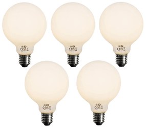 5 darabos E27 szabályozható LED opál G95 izzók 5W 450LM 2700K