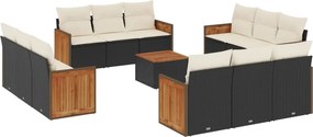 vidaXL 13 részes fekete polyrattan kerti ülőgarnitúra párnákkal