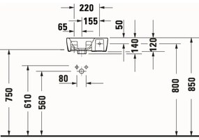 Duravit 7453600412 - Falra szerelhető mosdó D-NEO 36x22 cm kerámia/fényes fehér