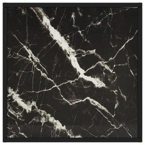fekete dohányzóasztal fehér márvány mintás üveggel 60x60x35 cm