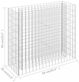 horganyzott acél gabion magaságyás 90 x 30 x 90 cm