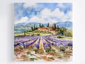 Poszter Provence Levendulamező Akvarell 80x80