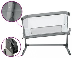 vidaXL világosszürke vászonszövet babaágy matraccal