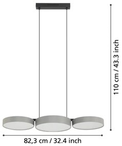 Eglo 900856 - LED RGBW Dimmelhető csillár zsinóron BARBANO-Z 3xLED/7,5W/230V szürke