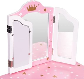 Gyermek kozmetikai asztal hármas tükörrel és zsámollyal