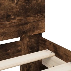füstös tölgy színű szerelt fa ágykeret fejtámlával 200 x 200 cm