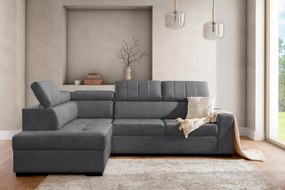 Modeno L bal oldali sarokkanapé - grafitszürke könnyen tisztítható velúr Zetta 304