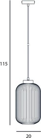 ITALUX PND-52636-1-BK LINDO Egyágú Függesztett Lámpa Fém E27 IP20