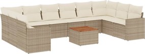 vidaXL 11 részes bézs polyrattan kerti ülőgarnitúra párnákkal