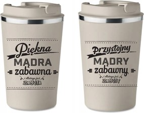 2 db-os Termo Bögre szett bézs Valentin Nap Esküvői Ajándék Elfoglalt KT_326