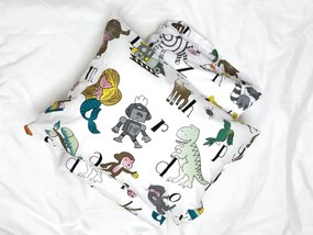 Pamut ágynemű kiságyba KIDS ALPHABET fehér Ágyneműhuzat mérete: 45 x 65 cm | 90 x 135 cm