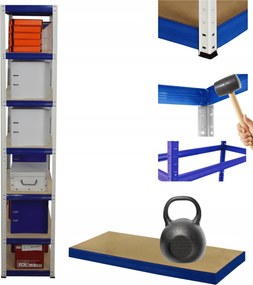 Tárolószekrény fém állvány Helios 270x50x50cm 7Px175kg Tömör Magas