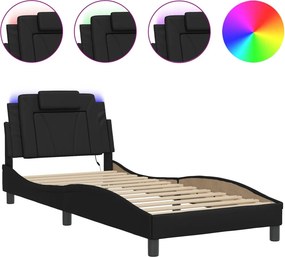 vidaXL fekete ágykeret Viana LED-ekkel matrac nélkül 80 x 200 cm