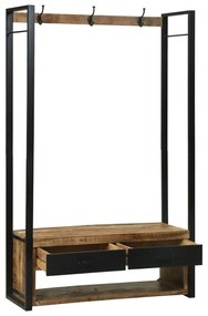 Ruhatartó horoggal és polcokkal 110x40x185 cm Tömör durva mangófából