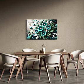 Kép - 3D türkiz virágok (90x60 cm)