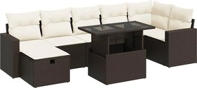 vidaXL 8 részes barna polyrattan kerti ülőgarnitúra párnákkal