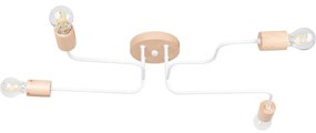 Sollux SL.1665 - Felületre szerelhető csillár TIMBO 4xE27/15W/230V fehér/bézs/bükkfa