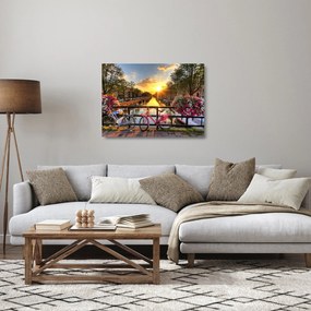 Kép - Napkelte Amszterdamban (üvegen) (70x50 cm)