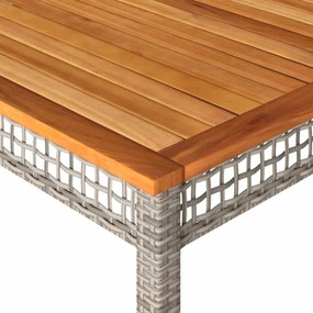 szürke polyrattan és akácfa kerti asztal 180 x 90 x 75 cm