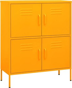 vidaXL mustársárga acél tárolószekrény 80 x 35 x 101,5 cm