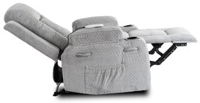 Elektromosan Vezérelhető Masszázsfunkciós Relaxfotel Szürke Szövet Kárpittal. BOX 2