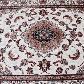 Gépi perzsa szőnyeg bézs Isfahan 200x300 klasszikus nappali szőnyeg