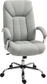 Vinsetto Ergonomikus Irodai Szék Rugós Funkcióval Kárpitozott Karfával és Fejtámlával Magasságban Állítható Forgószék Támasszal Nylon Világosszürke 65