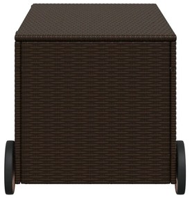 barna polyrattan kerti tárolóláda kerekekkel 190 L