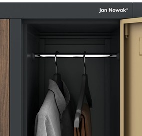 Pléh öltözőszekrény lábakon, 10 rekeszes BARTEK, 1360 x 1720 x 450 mm, Eco Design: antracit/ dió