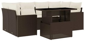 7 részes barna polyrattan kerti ülőgarnitúra párnákkal