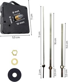 Ezüst színű, egyenes alumínium óramutatók 18,5 / 14 cm