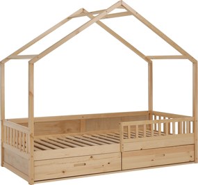 Montessori ágy, 90x200, természetes, tömör, BIANKA