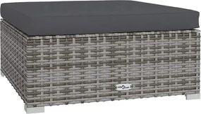 vidaXL szürke polyrattan kerti lábtartó párnával 70 x 70 x 30 cm